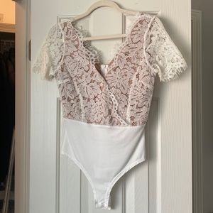 White lace body suit
